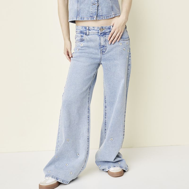 SYBILLA - Jeans Wide Leg Algodón Mujer Sybilla