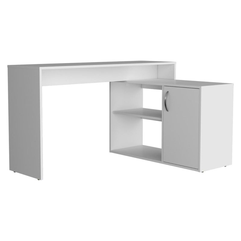 TUHOME - Escritorio En L 1 Puerta 71X125X90 Cm Eco Blanco