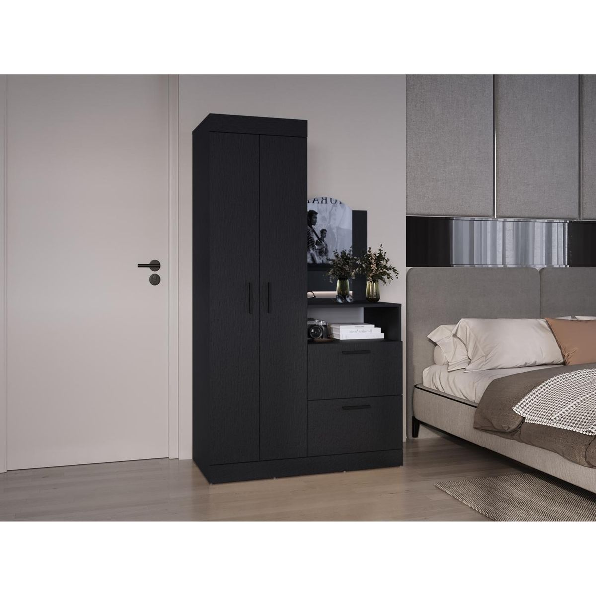 TUHOME - Closet Comoda Praga 3 Puertas 1 Cajon Wengue