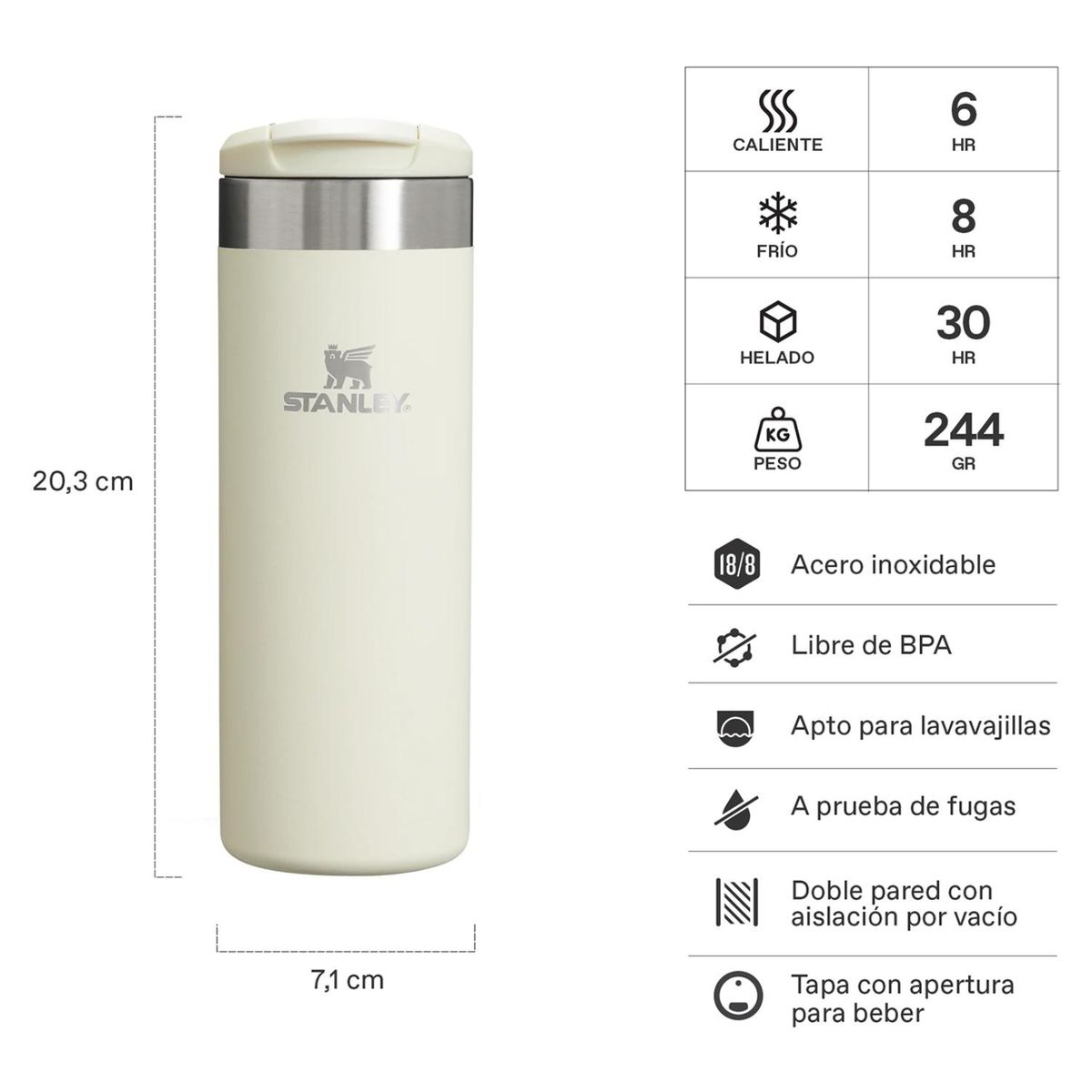 STANLEY - Botella Térmica Transit Mug 473 Ml Crema Stanley