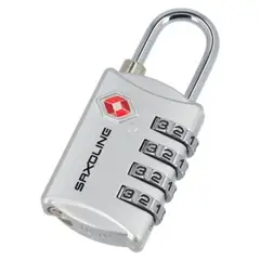 SAXOLINE - Candado Para Maleta Con 4 Diales Tsa Plateado