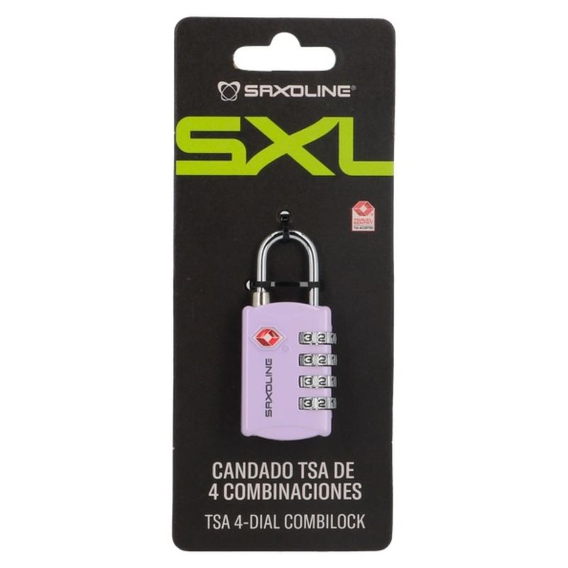 SAXOLINE - Candado Para Maleta Con 4 Diales Tsa Saxoline Lila