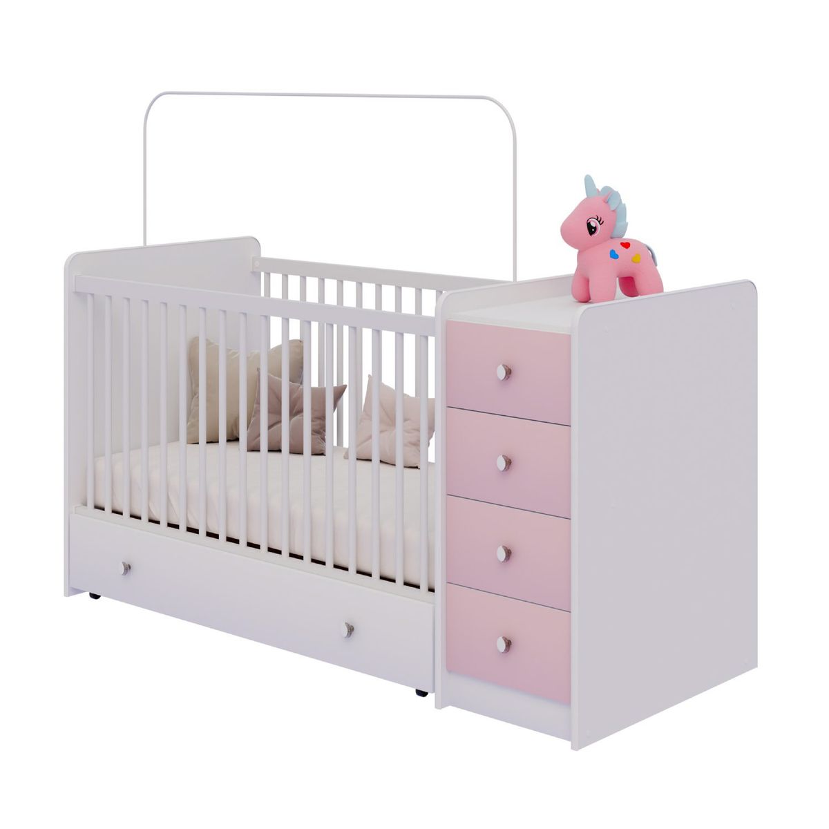 KIDSCOOL - Cuna Con Comoda Top Baby Rosada Kidscool