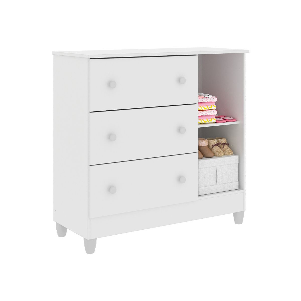 KIDSCOOL - Cómoda Maria 4 Cajones Y Puerta Blanco Kidscool