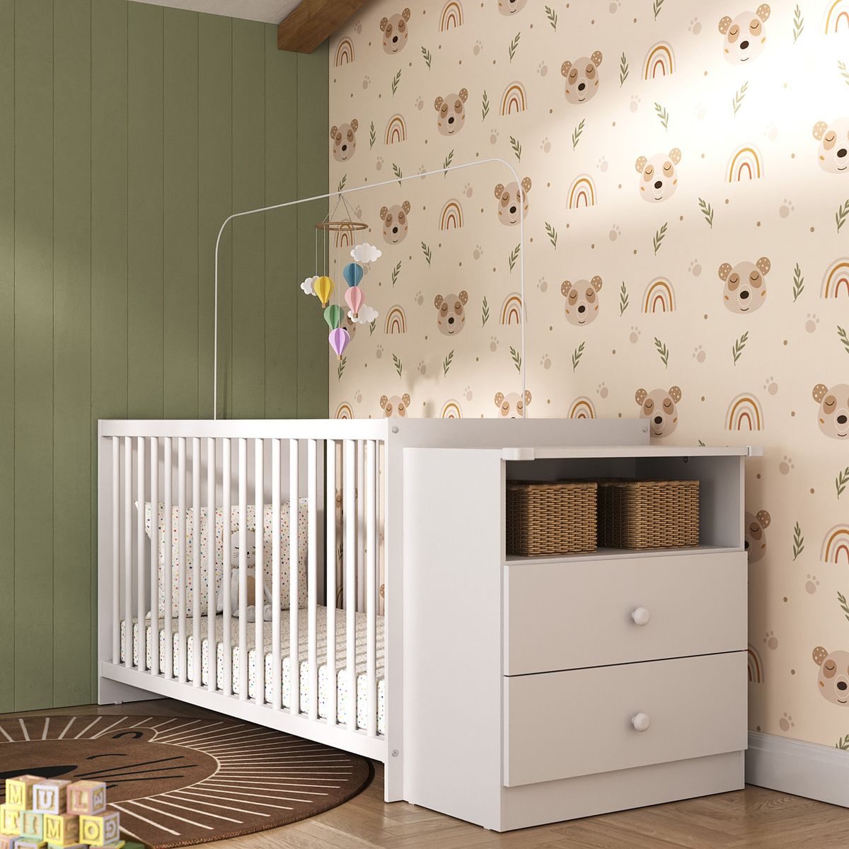 KIDSCOOL - Cuna Con Cómoda Mi Bebe Blanco Kidscool