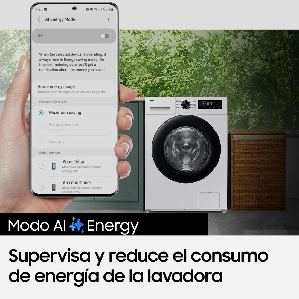 Lavadora Frontal 10.5kg con AI Energy Mode Acero Inoxidable, foto 6