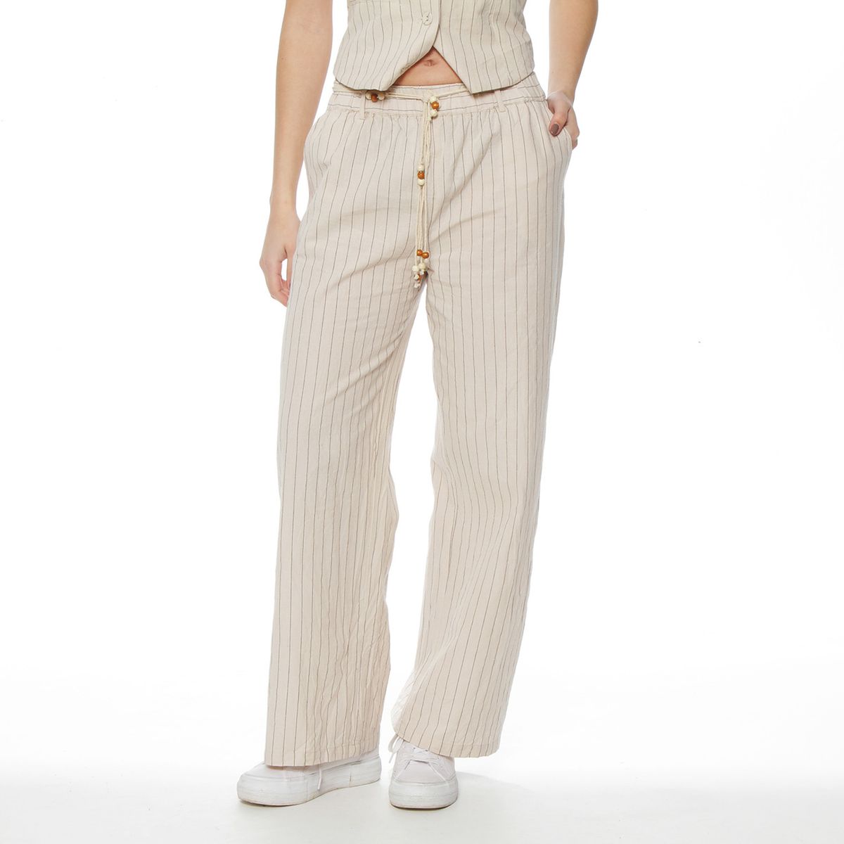 WADOS - Pantalón Wide Leg Lino Tiro Alto Mujer Wados