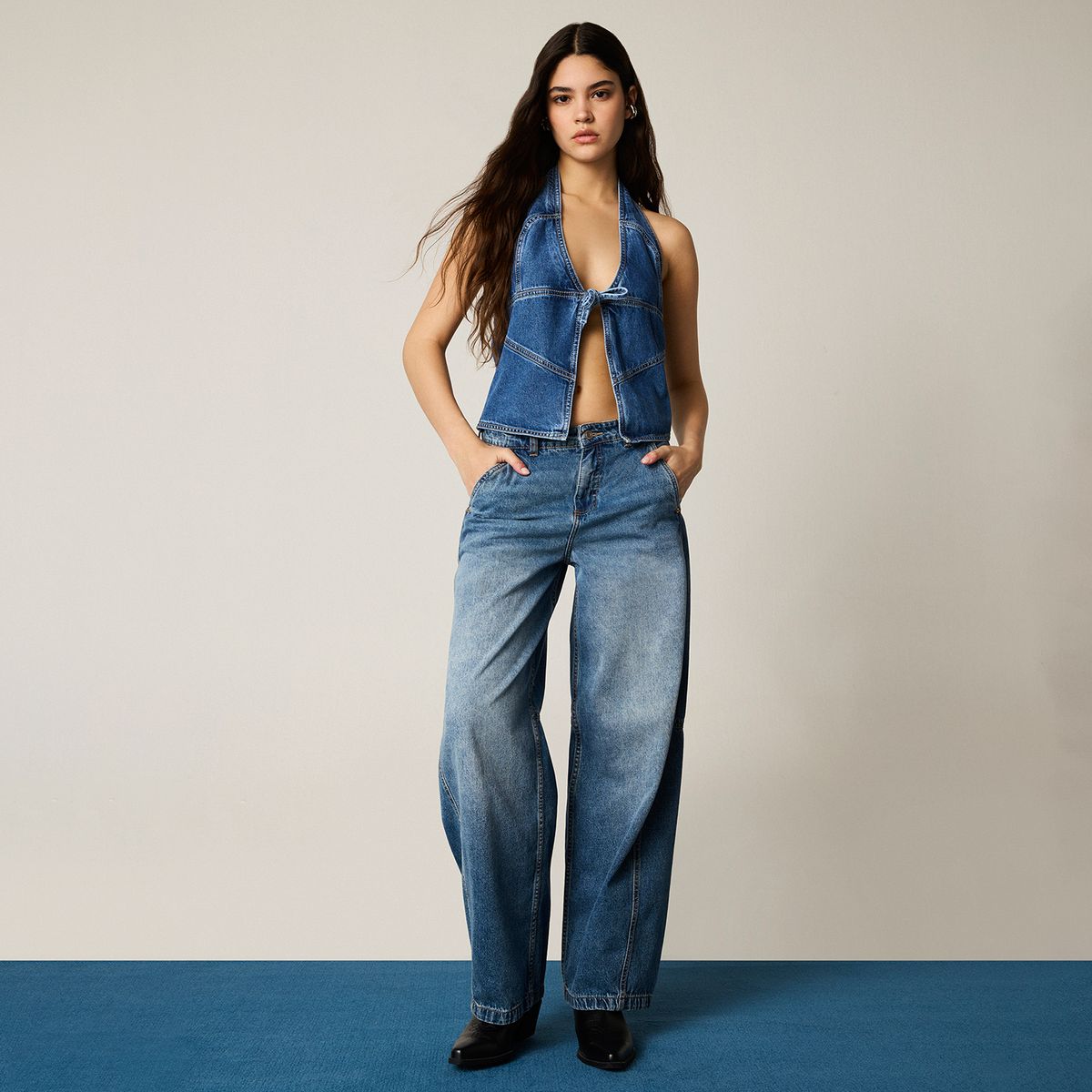 AMERICANINO - Jeans Baggy Tiro Bajo Mujer Americanino