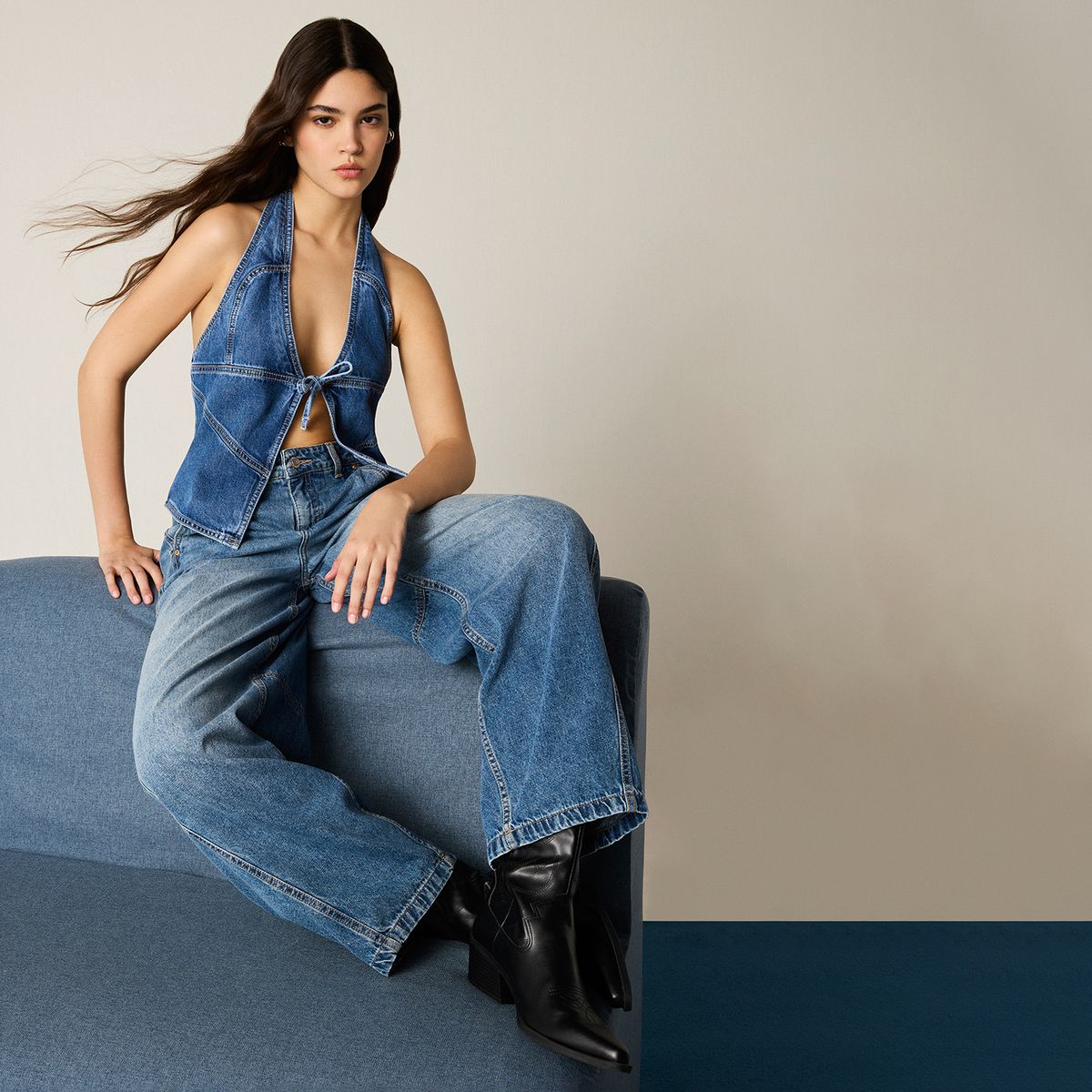 AMERICANINO - Jeans Baggy Tiro Bajo Mujer Americanino