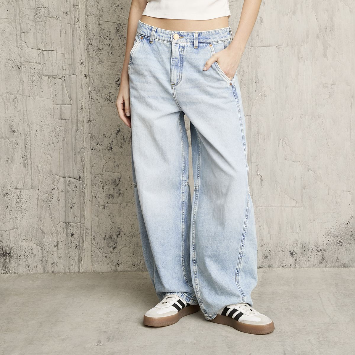 AMERICANINO - Jeans Baggy Tiro Medio Mujer Americanino