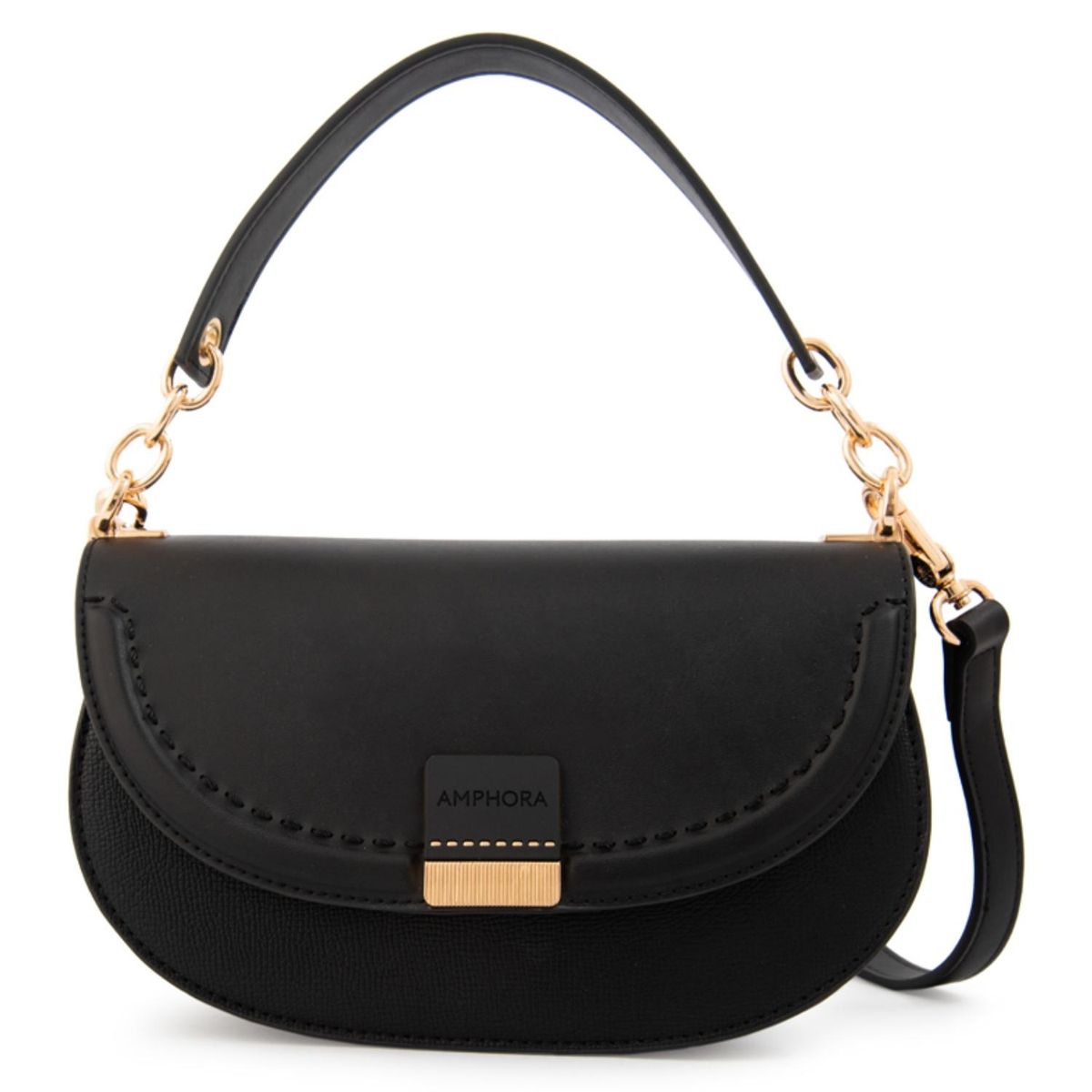 AMPHORA - Cartera Bandolera Con Tapa Clary Pequeña Negro Mujer Amphora