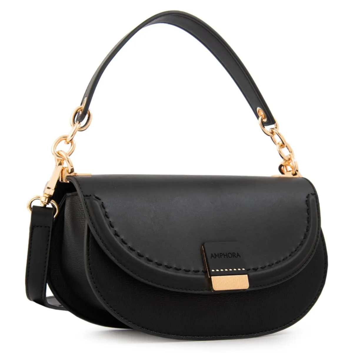 AMPHORA - Cartera Bandolera Con Tapa Clary Pequeña Negro Mujer Amphora