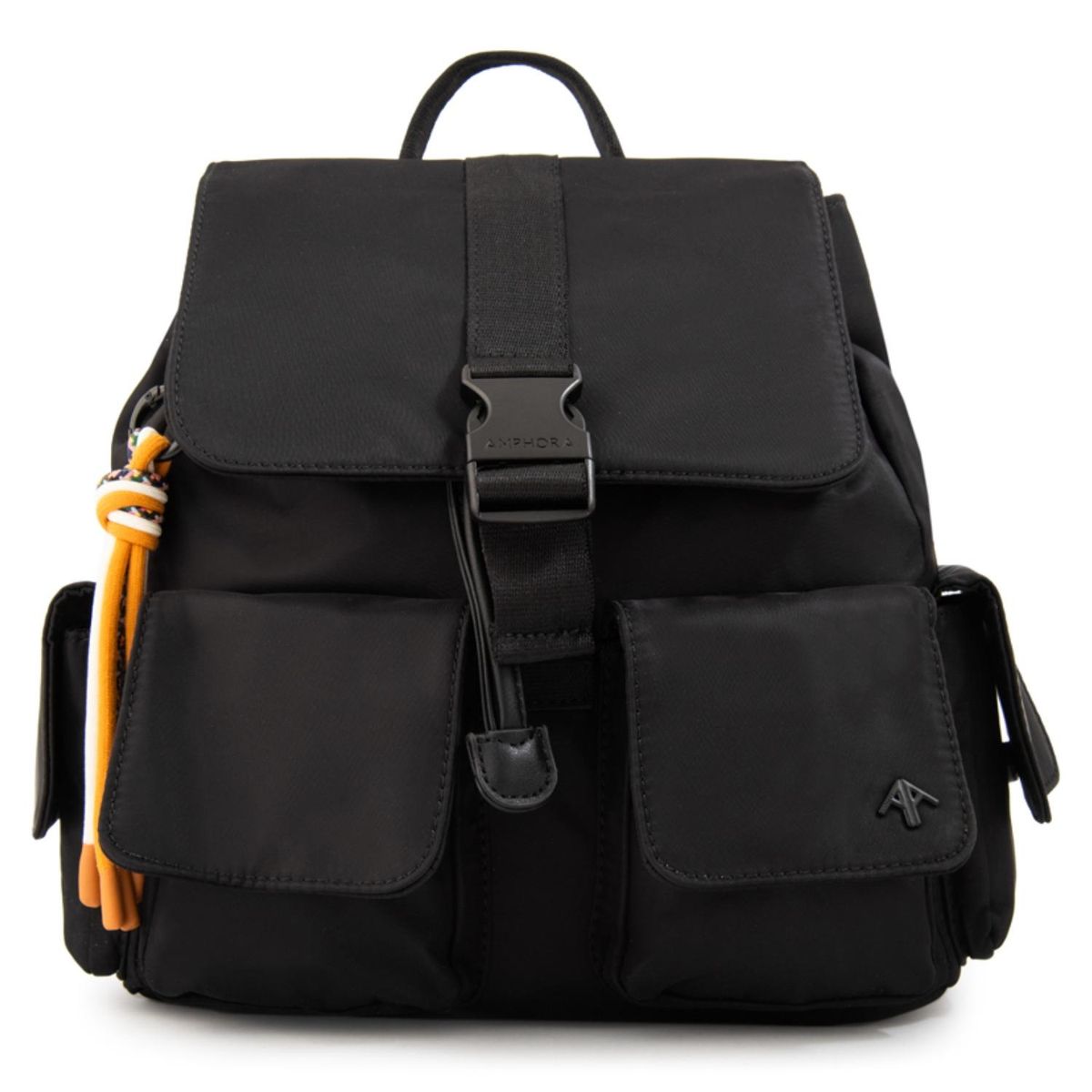 AMPHORA - Mochila Con Tapa Tina Mediana Negro Mujer Amphora