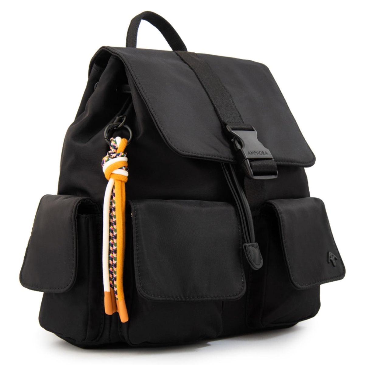 AMPHORA - Mochila Con Tapa Tina Mediana Negro Mujer Amphora