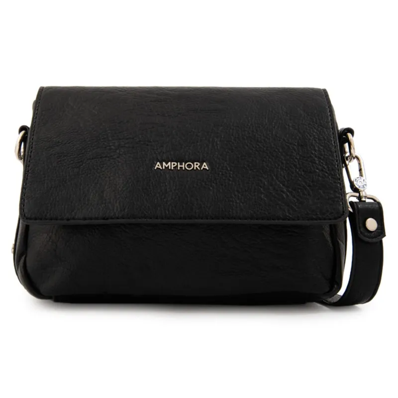 AMPHORA - Cartera Bandolera Con Tapa Marlet Pequeña Negro Mujer Amphora