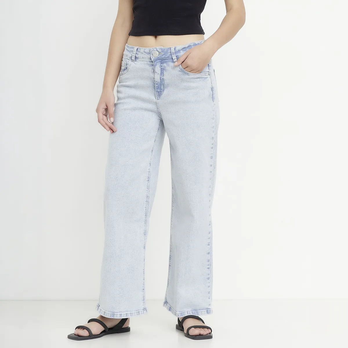SYBILLA - Jeans Wide Leg Tiro Medio Mujer Sybilla