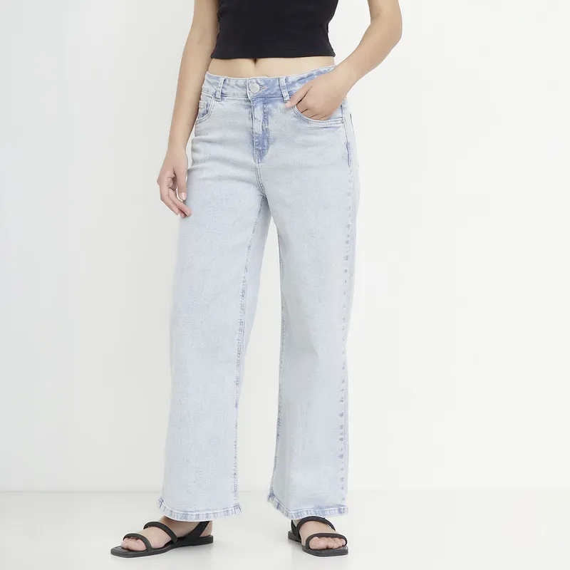 SYBILLA - Jeans Wide Leg Tiro Medio Mujer Sybilla