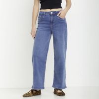 Jeans Wide Leg Tiro Medio Mujer