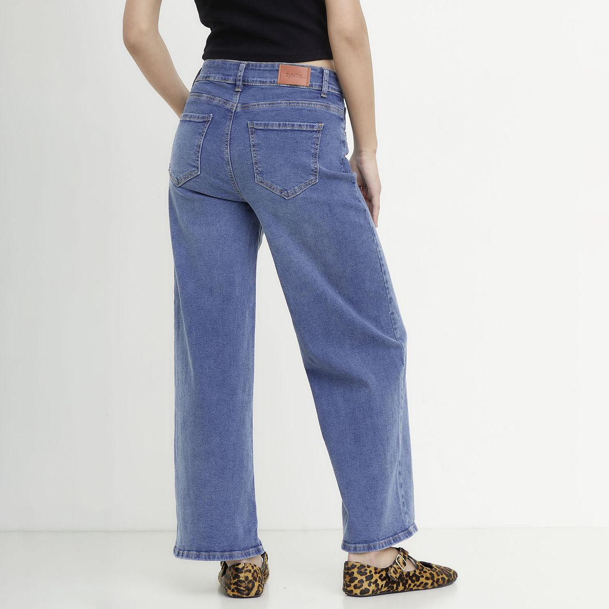 SYBILLA - Jeans Wide Leg Tiro Medio Mujer Sybilla