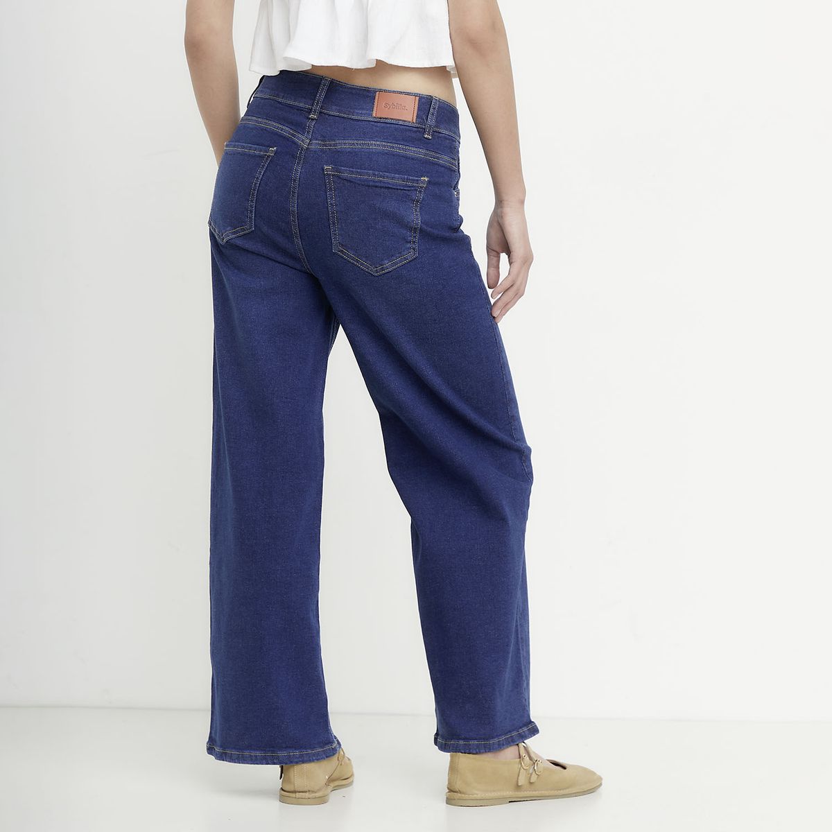 SYBILLA - Jeans Wide Leg Tiro Medio Mujer Sybilla