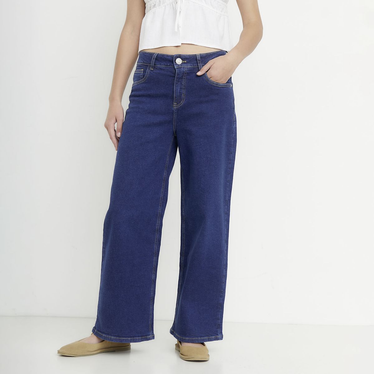 SYBILLA - Jeans Wide Leg Tiro Medio Mujer Sybilla
