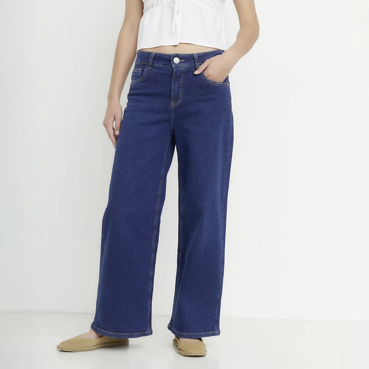 SYBILLA - Jeans Wide Leg Tiro Medio Mujer Sybilla