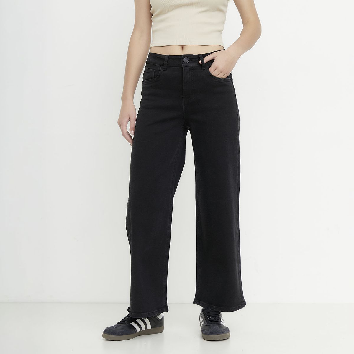 SYBILLA - Jeans Wide Leg Tiro Medio Mujer Sybilla