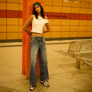 AMERICANINO - Jeans Wide Leg Tiro Bajo Mujer