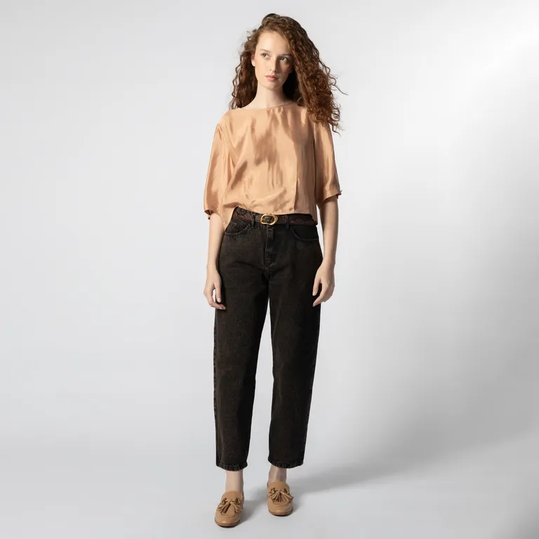 Jeans Baggy Tiro Medio Mujer