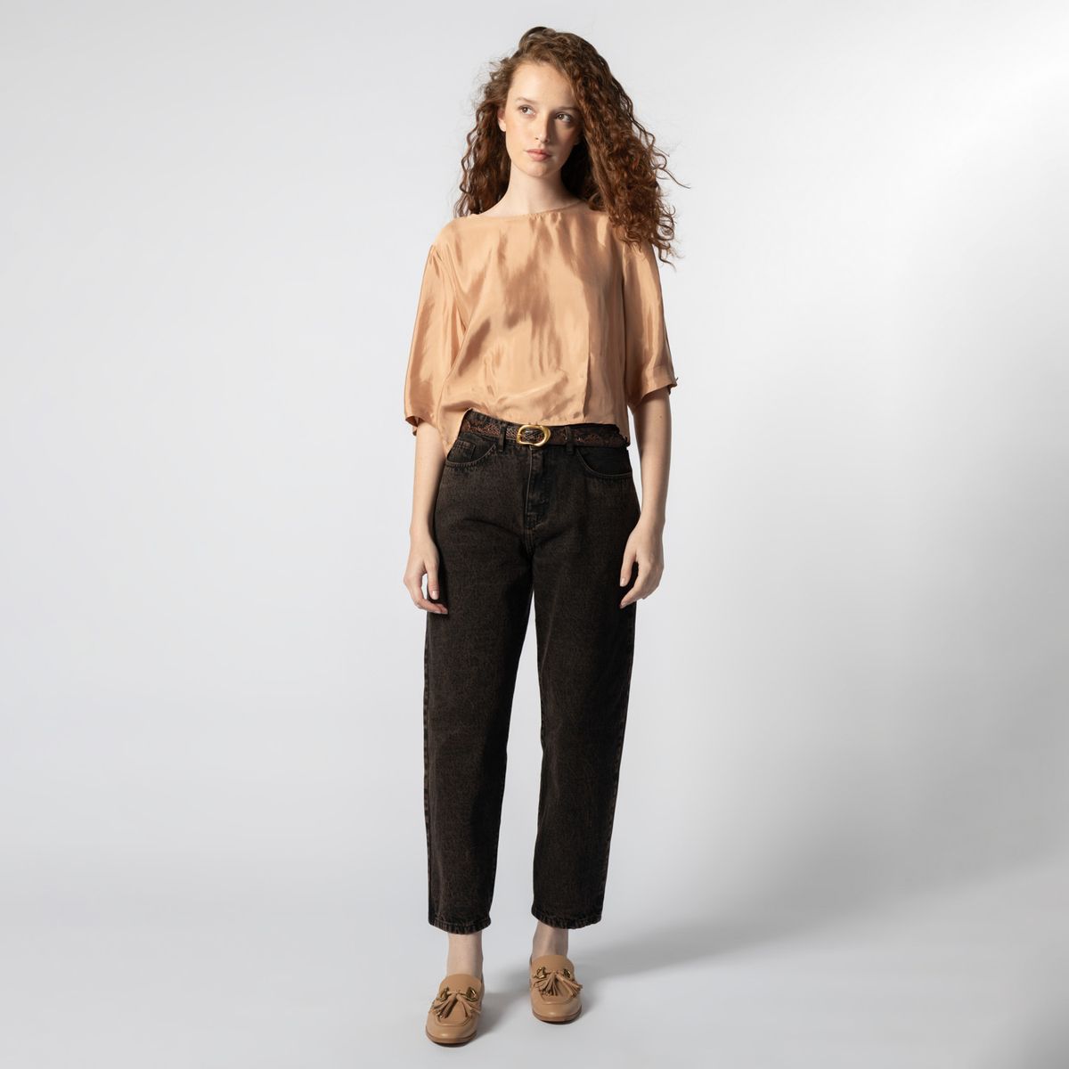 SINGOLARE - Jeans Carrot Tiro Medio Mujer Singolare