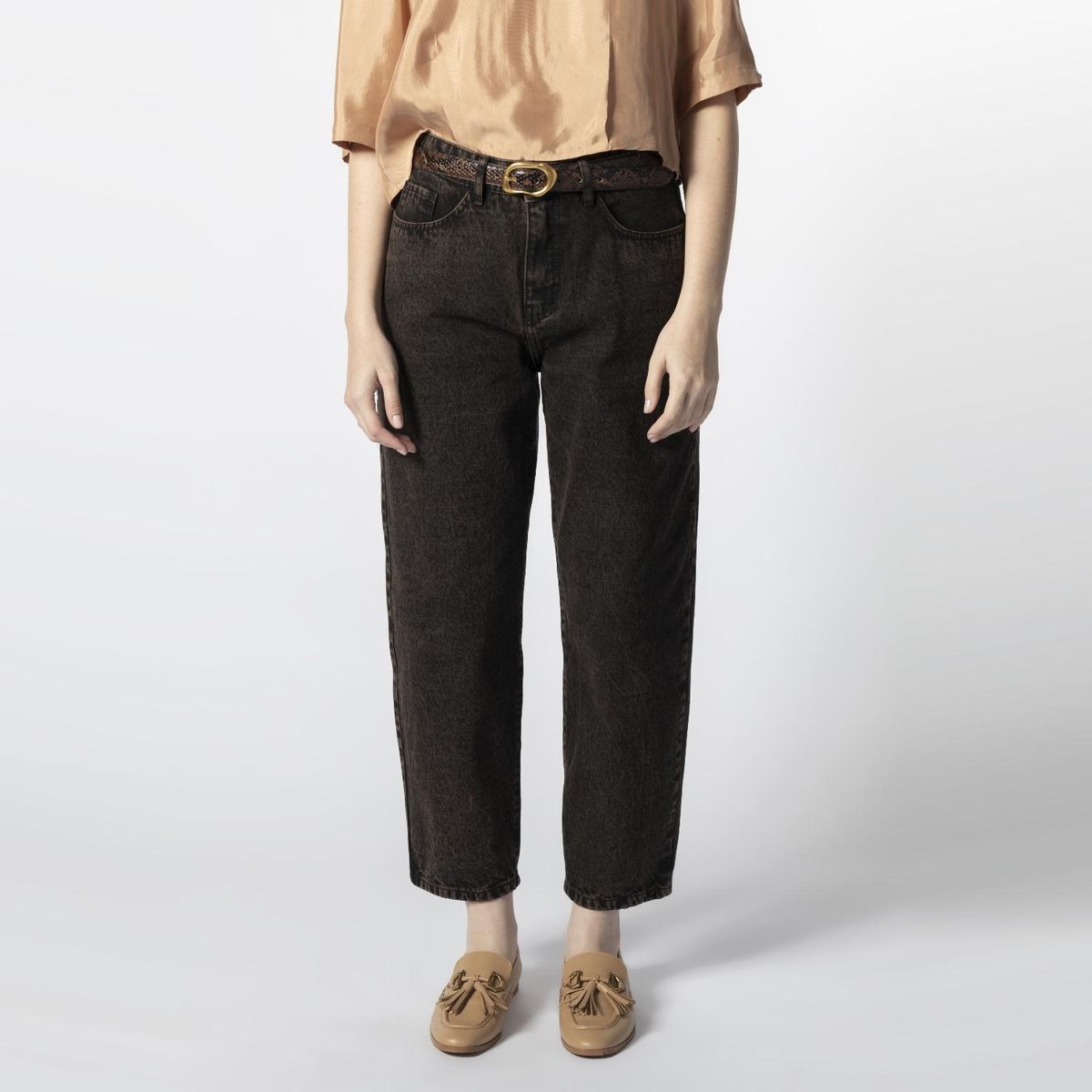 SINGOLARE - Jeans Carrot Tiro Medio Mujer Singolare