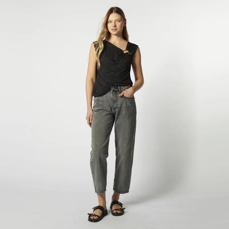 SINGOLARE - Jeans Carrot Tiro Medio Mujer Singolare