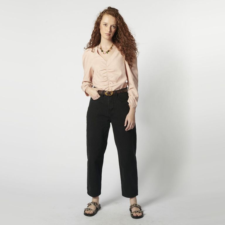 Jeans Baggy Tiro Medio Mujer