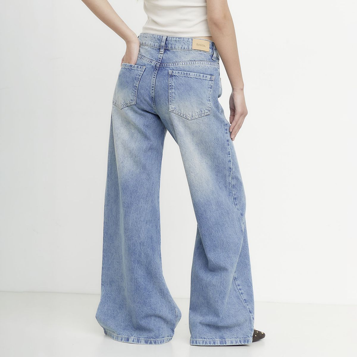 SYBILLA - Jeans Wide Leg Tiro Medio Mujer Sybilla