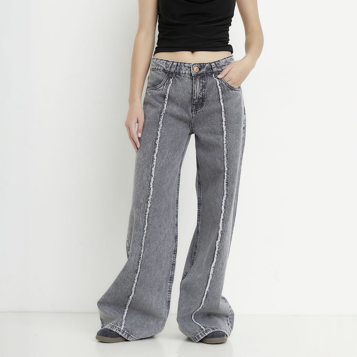 SYBILLA - Jeans Wide Leg Tiro Medio Mujer Sybilla
