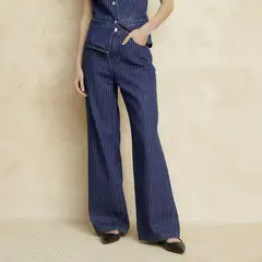 BASEMENT - Jeans Wide Leg Tiro Medio Mujer