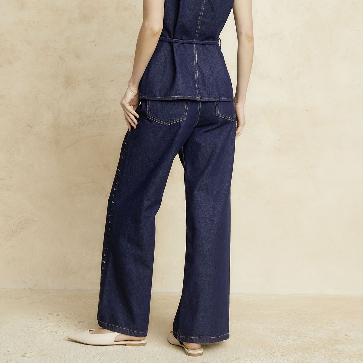 BASEMENT - Jeans Wide Leg Tiro Medio Mujer Basement