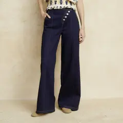 BASEMENT - Jeans Wide Leg Tiro Medio Mujer