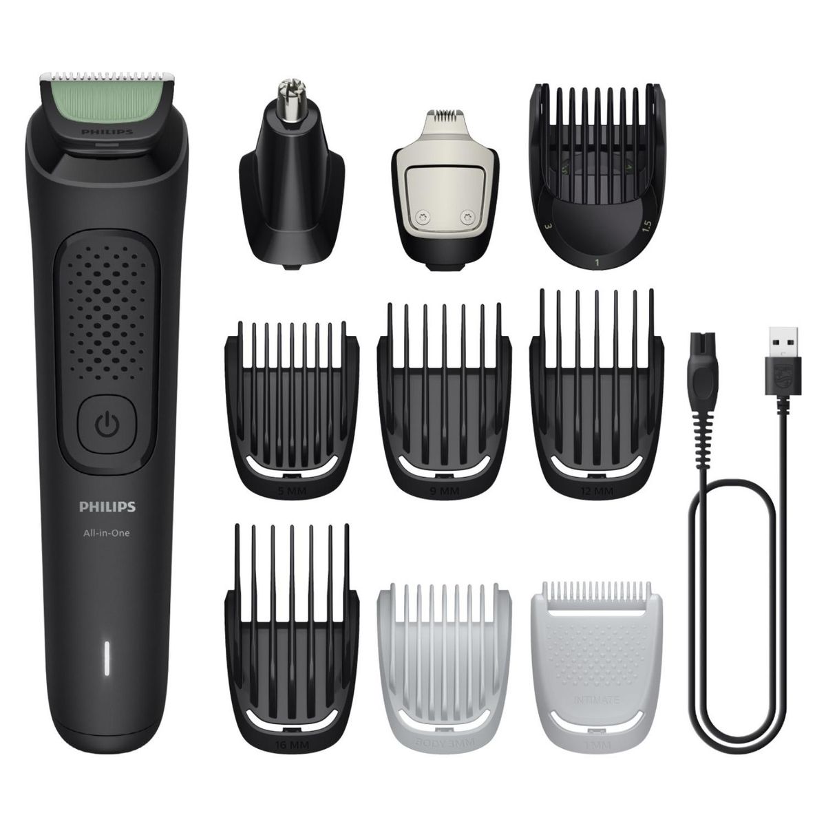 PHILIPS - Afeitadora All-in-One Philips Serie 3000 de 12 Long + Naris&Precisión MG3931