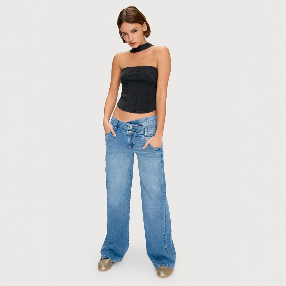 AMERICANINO - Jeans Wide Leg Tiro Bajo Mujer Americanino