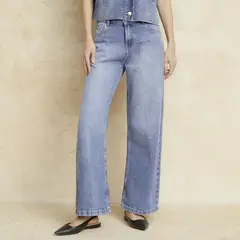 BASEMENT - Jeans Wide Leg Tiro Medio Mujer