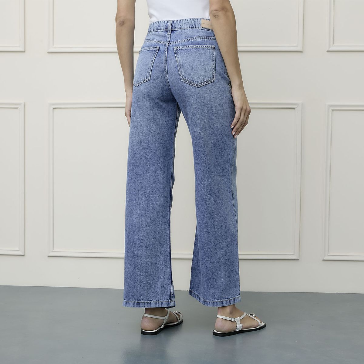 BASEMENT - Jeans Wide Leg Tiro Medio Mujer Basement