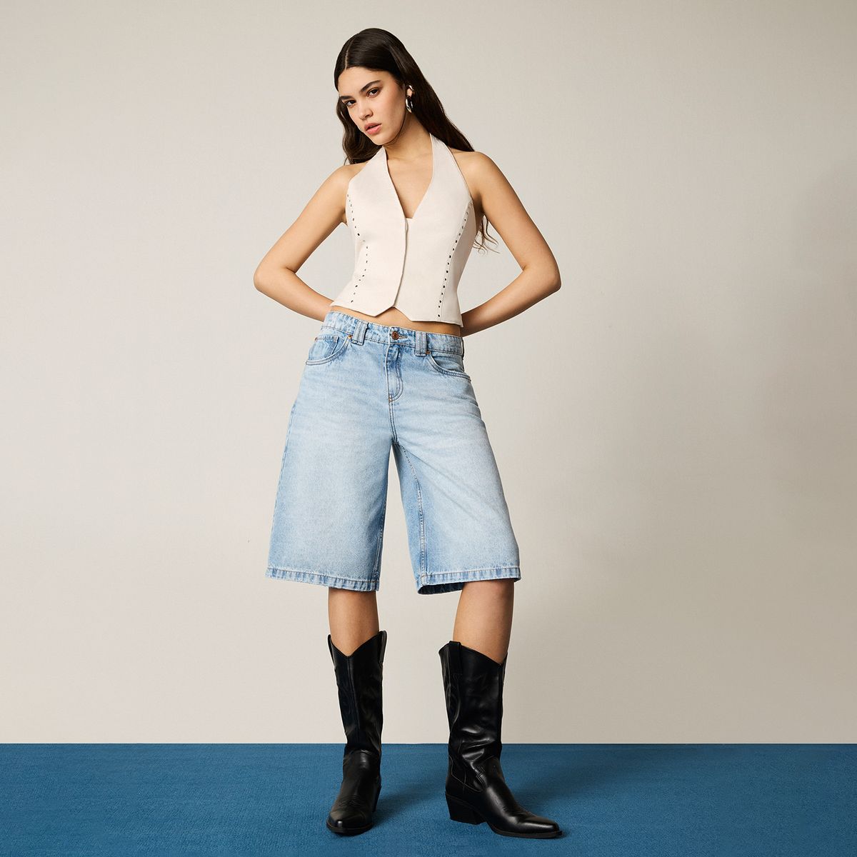 AMERICANINO - Short Básico Tiro Medio Mujer Americanino