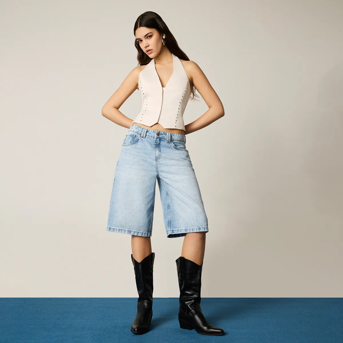 AMERICANINO - Short Básico Tiro Medio Mujer Americanino