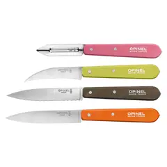 OPINEL - Set 4 Cuchillos Cocina - Pequeño/Dentado/Verduras/Pelador - Les Essentiels