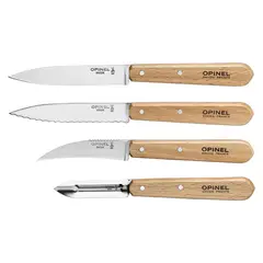 OPINEL - Set 4 Cuchillos Cocina - Pequeño/Dentado/Verduras/Pelador - Les Essentiels