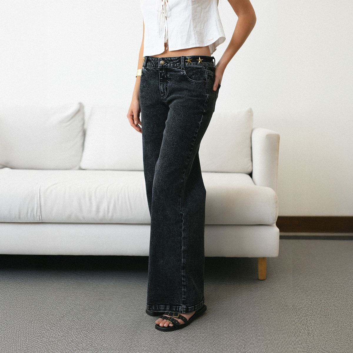 RAINDOOR - Jeans Straight Tiro Bajo Mujer Raindoor