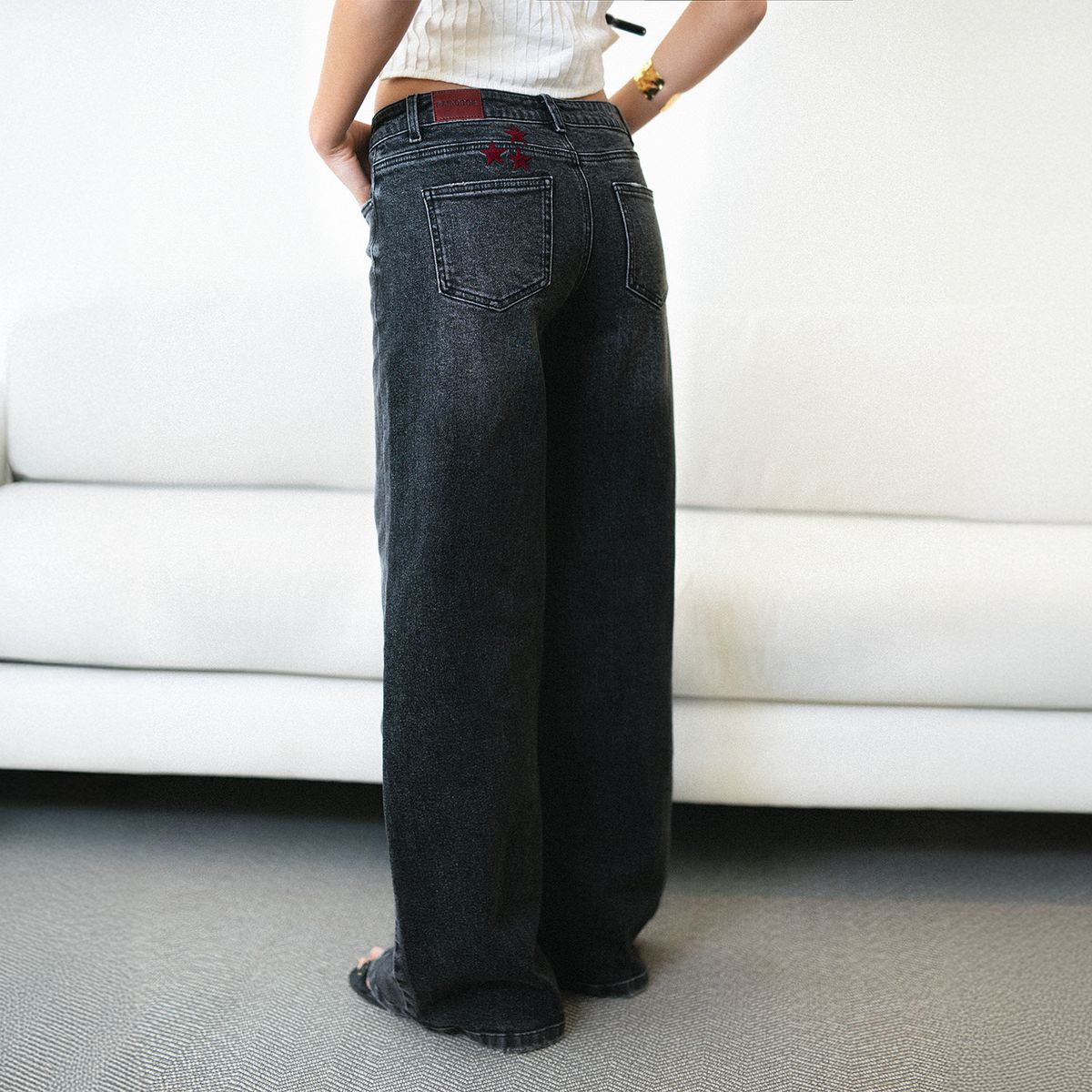 RAINDOOR - Jeans Wide Leg Tiro Bajo Mujer Raindoor