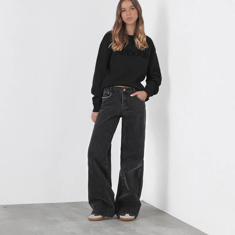 RAINDOOR - Jeans Wide Leg Tiro Bajo Mujer Raindoor