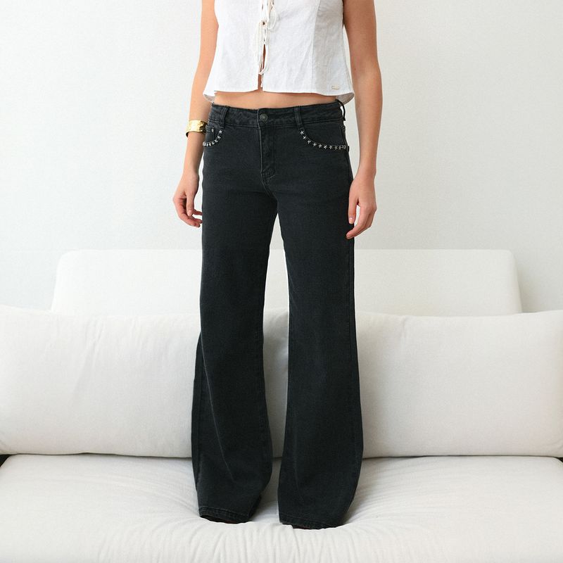 RAINDOOR - Jeans Wide Leg Tiro Bajo Mujer Raindoor